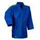 Judogi adidas "contest" azul con bandas verde fluor