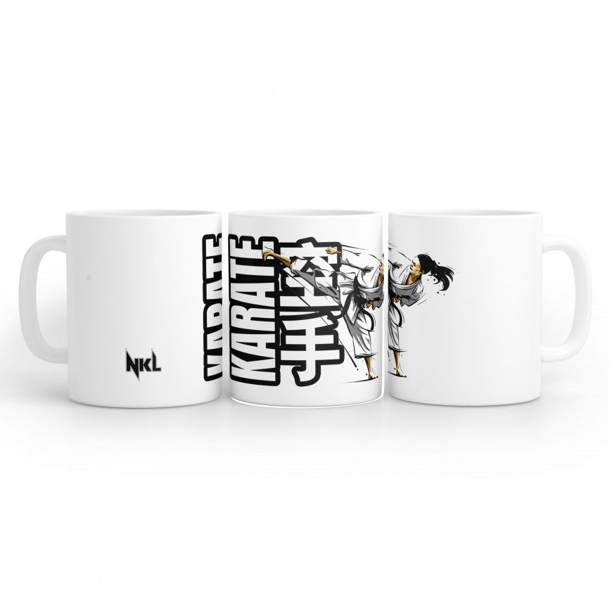 Taza blanca karate chica NKL