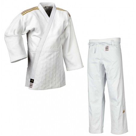 Judogi adidas champion iii ijf blanco (bandas doradas)