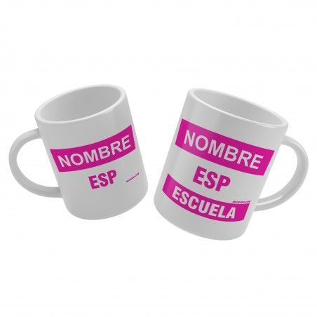 Taza blanca dorsal rosa judo NKL