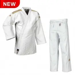 Judogi adidas champion iii ijf blanco (bandas doradas)