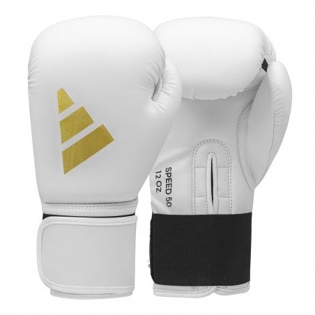 Guantes de boxeo adidas Speed 50 blanco dorado ADISBG50