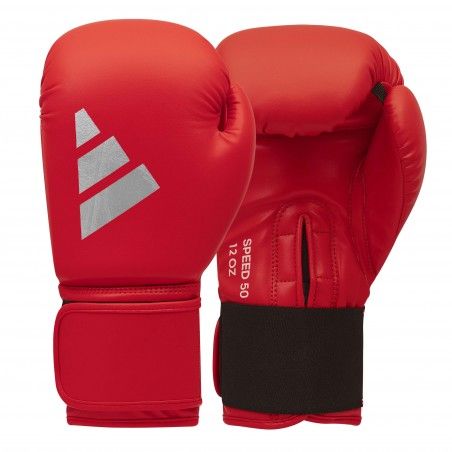 Guantes de boxeo adidas Speed 50 rojo plateado ADISBG50