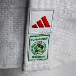 Judogi adidas Champion III PrimeGreen Slim Fit IJF blanco
