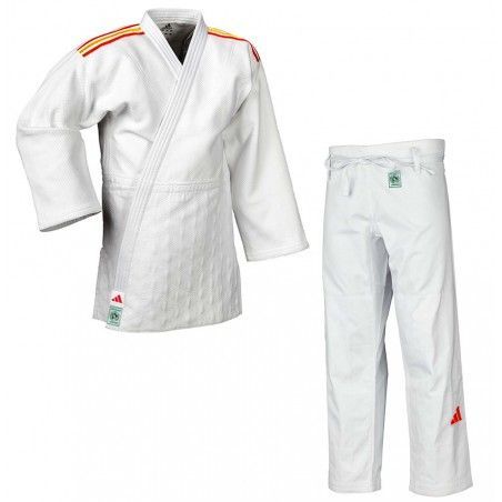 Judogi adidas Champion III PrimeGreen Slim Fit IJF blanco
