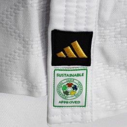 Judogi adidas Champion III PrimeGreen Slim Fit IJF blanco