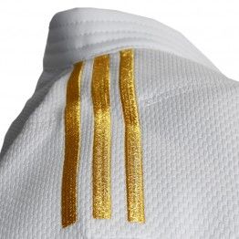 Judogi adidas Champion III PrimeGreen Slim Fit IJF blanco
