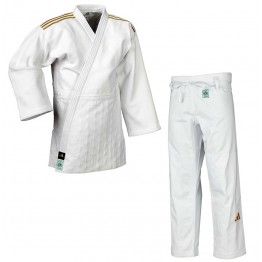 Judogi adidas Champion III PrimeGreen Slim Fit IJF blanco
