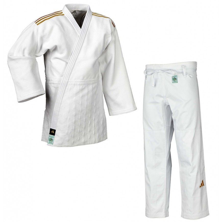 Judogi adidas Champion III PrimeGreen Slim Fit IJF blanco