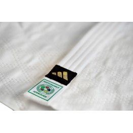 Judogi adidas Champion III PrimeGreen Slim Fit IJF blanco