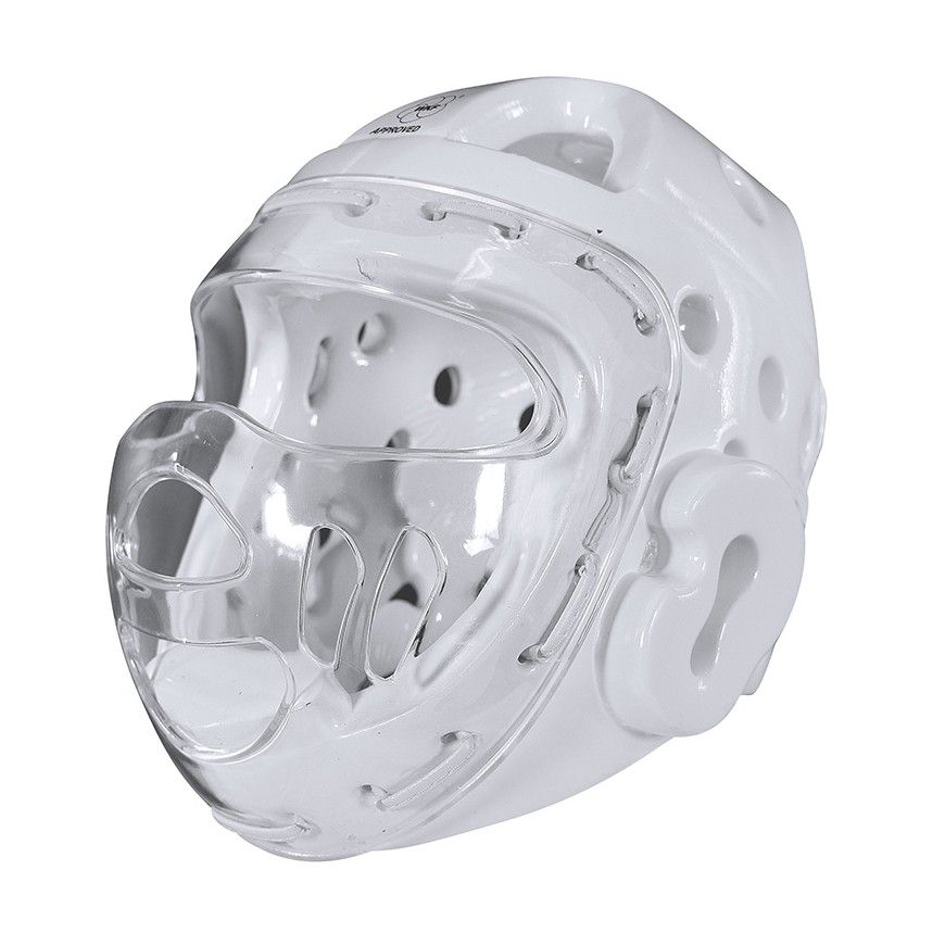 Casco con máscara Adidas karate "WKF" (blanco)