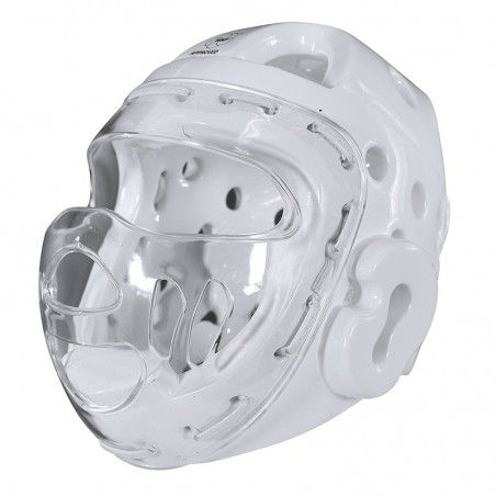 Casco con máscara Adidas karate "WKF" (blanco)