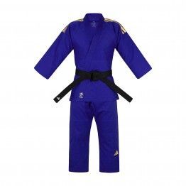 Judogi adidas contest J650 (AZUL) Bandas doradas