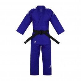 Judogi adidas contest J650 (AZUL) Bandas plateadas