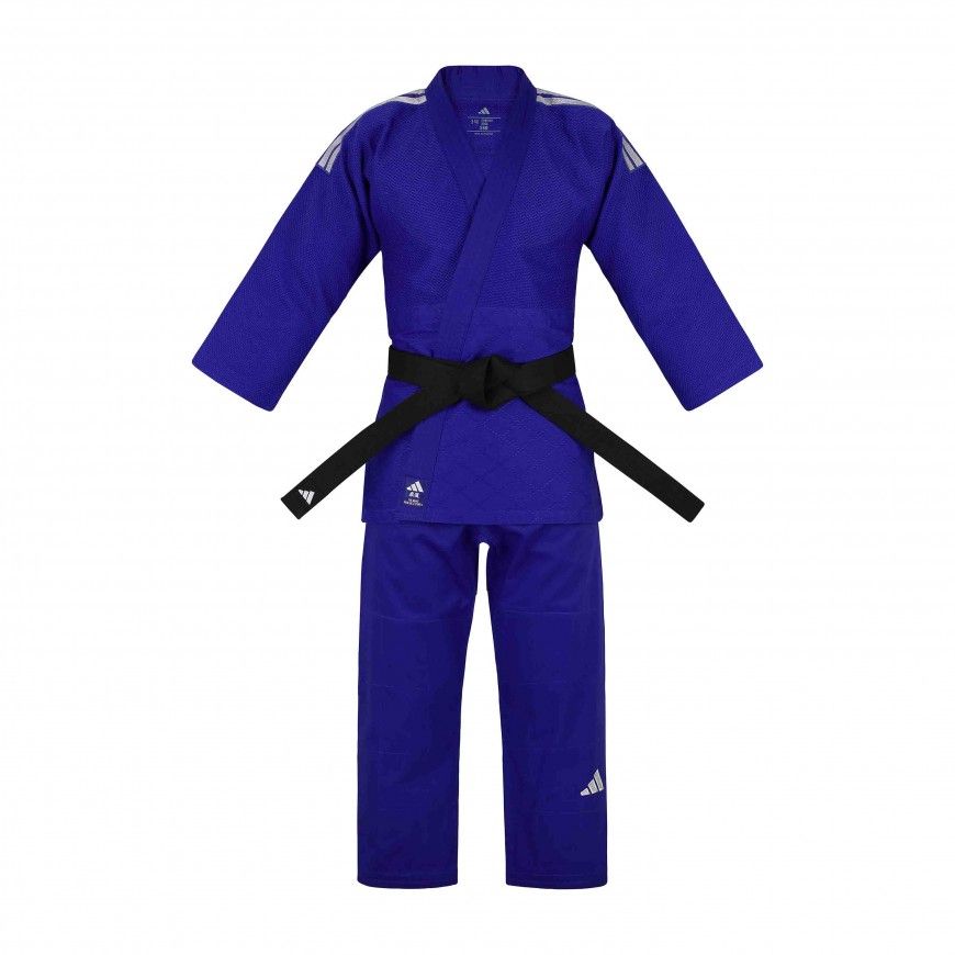 Judogi adidas contest J650 (AZUL) Bandas plateadas