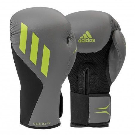 Guantes de boxeo adidas speed tilt 150tg (gris mate/verde)